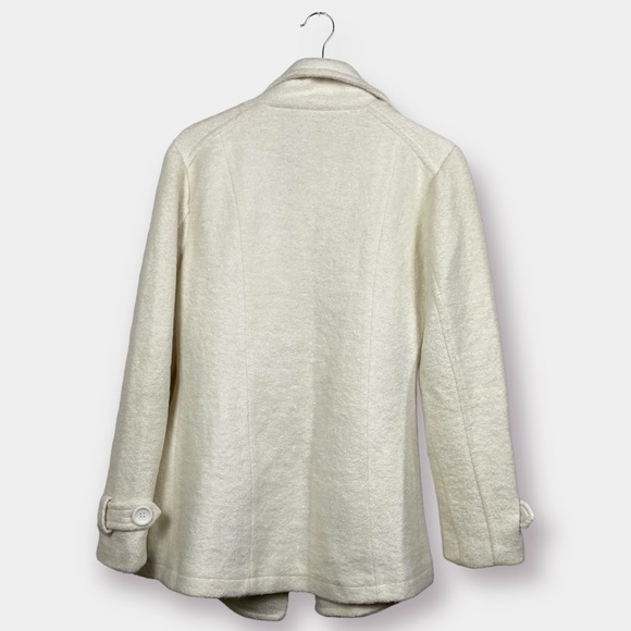 NEW BNCI Winter White Pea Coat Wool Blend Blanc Noir Size Medium - Picture 5 of 7